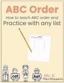 ABC Order with any list with sample lesson and sorting mat