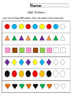 Abc Pattern For Kindergarten