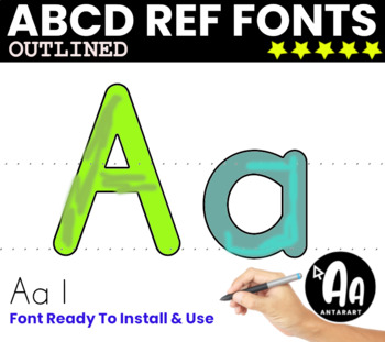 Preview of ABC Print outline font for teachers - Alphabet letters formation font