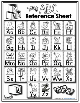 alphabet poster reference sheet by preschool curriculum tpt