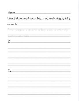Preview of ABC Sentence Explorer: .25 Inch Tracing & Writing Worksheet #4