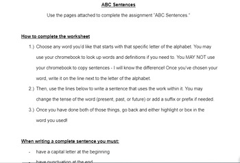 Preview of ABC Sentences - COMPLETELY EDITABLE