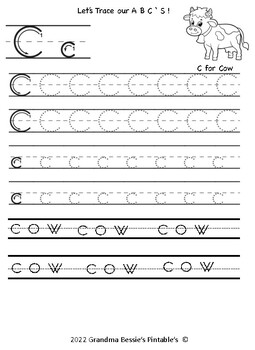 ABC Tracing Activity Sheet by GrandmaBessiePrintables | TPT