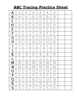 Preview of ABC Tracing Practice Sheet