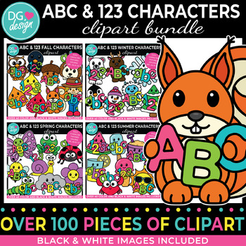Preview of ABC and 123 Clipart Bundle | Back to School Clipart | Letters | Numbers