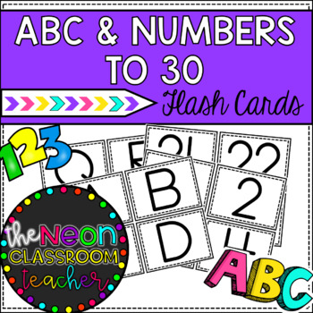 Preview of ABC and Numbers to 30 Flashcards