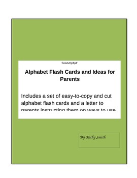 Preview of ABC flashcards and parent letter
