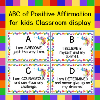 Preview of ABC of Positive Affirmation for kids Classroom Display *FREE DOWNLOAD