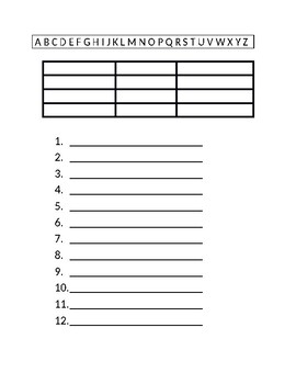 Abc Order Template Worksheets Teaching Resources Tpt