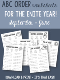 ABC order worksheets for the ENTIRE YEAR!! September through June