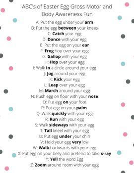 Preview of ABC's of Easter Egg Gross Motor and Body Awareness Fun