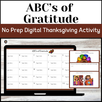 Preview of ABC's of Gratitude - A Thanksgiving Digital Writing Activity