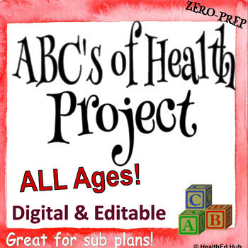 Preview of ABC's of Health Project - Independent Work, Sub Plans, Fundamentals, NO-PREP!