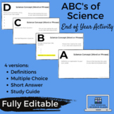 ABC's of Science End of Year Learning Friendly Activity Distance