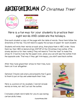 Preview of ABCDEFGHIJKLMN O Christmas Tree Sight Word Activity