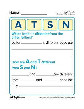 Preview of ABCmouse Logic Puzzle: Same and Different: Letters