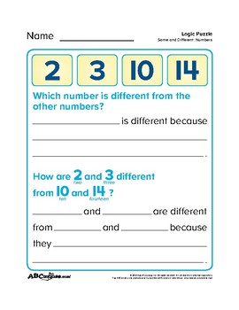 Preview of ABCmouse Logic Puzzle: Same and Different: Numbers