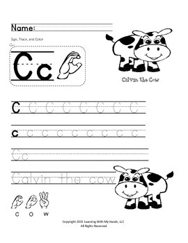 ABC's & Sign Language Practice Worksheets by Learning With My Hands