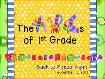 Preview of ABCs of 1st Grade Back to School Night PowerPoint Template
