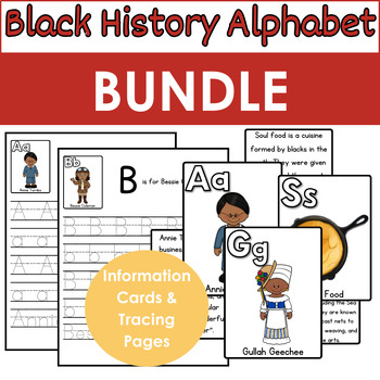 Preview of ABCs of Black History Information Cards and Black History Tracing Pages Bundle