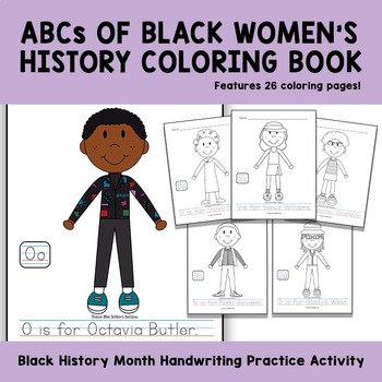 Preview of ABCs of Black Women's History Coloring Book Black History Month Activity