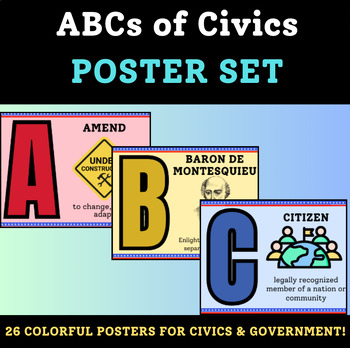 Preview of ABCs of Civics - Poster Set for Bulletin Boards, Word Walls, or Class Decoration