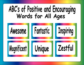 Preview of ABC's of Positive and Encouraging Words for All Ages