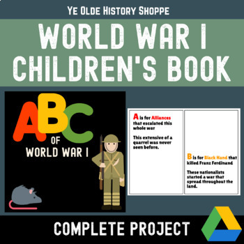 Preview of ABCs of World War I Children's Book Project for US, World History or AP Euro