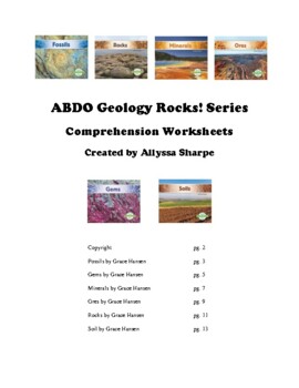 Preview of ABDO Geology Rocks Series Comprehension Worksheets