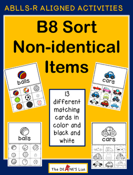 ABLLS-R Aligned B8 Sort Non Identical Items Task (Instant Download) 