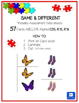 Preview of ABLLS-R Aligned C55, R15, R16 Same and Different Language Cards