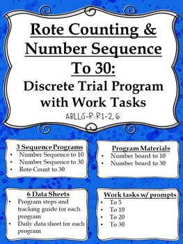 Preview of ABLLS-R: R1, R2, R6- Number Sequence Discrete Trial Program and Work Tasks