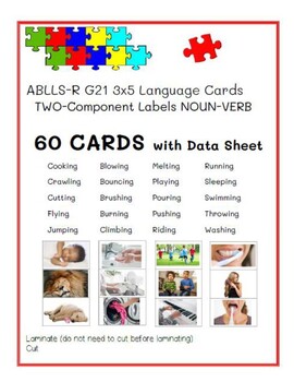 Preview of ABLLS-R aligned G21 Noun Verb Labels - Language cards