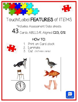 Preview of ABLLS-R Aligned C23, G12 Touch/Label FEATURES of Items Cards & Data Sheets