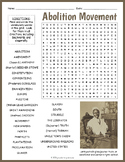 ABOLITIONISTS MOVEMENT Word Search Puzzle Worksheet Activity