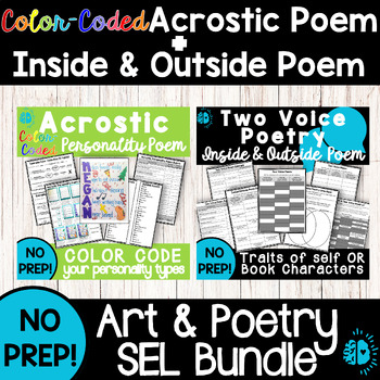 Preview of ABOUT ME ART & POETRY BUNDLE | Acrostic Glyph & Two Voice Poem | Back to School