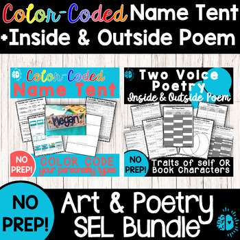 Preview of ABOUT ME ART & POETRY BUNDLE | Name Tent Glyph & 2 Voice Poem | Back to School