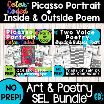 Preview of ABOUT ME ART & POETRY BUNDLE |Picasso Portrait & Two Voice Poem | Back to School