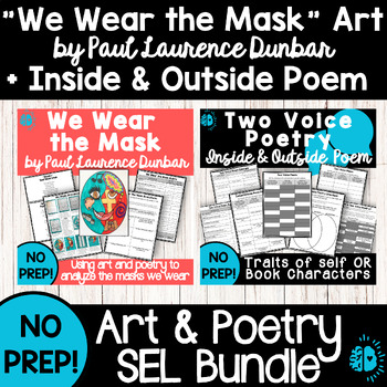 Preview of BLACK HISTORY ART & POETRY BUNDLE |We Wear the Mask & Two Voice Poem | About Me 