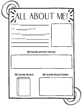 ABOUT ME Back to School Worksheet by MissLarkAdore | TPT