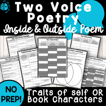 Preview of ABOUT ME POETRY | TWO VOICE POEM Inside/Outside Character Traits |Back to School