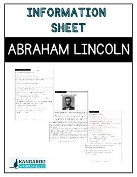 Preview of ABRAHAM LINCOLN - Information Sheet - Reading Comprehension & Worksheet