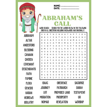 ABRAHAM'S CALL bundle - word search & word scramble & crossword | TPT