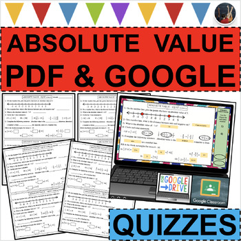 Preview of ABSOLUTE VALUE QUIZZES 4 Differentiated Versions (PDF & GOOGLE SLIDES)