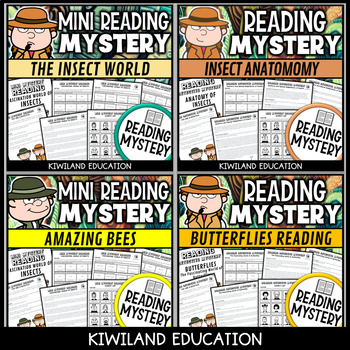 Preview of Bugs and Insects Reading Detective Mystery Bundle w Comprehension Questions