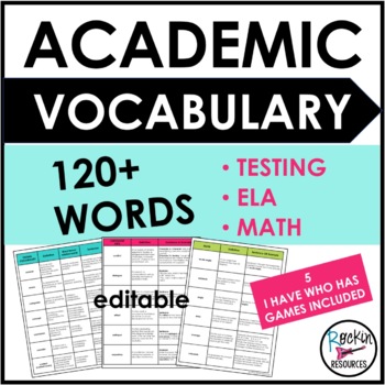 Preview of ACADEMIC VOCABULARY WORDS - TEST PREP - TESTING WORDS - ELA Math Words