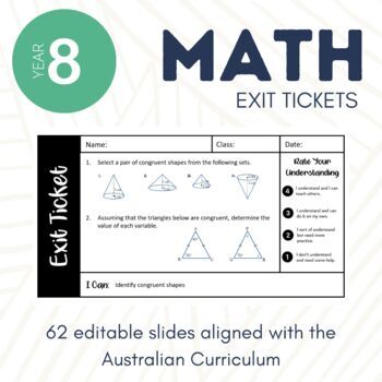 Preview of ACARA Year 8 Maths Exit Tickets