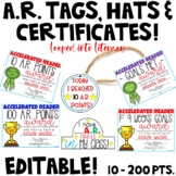 ACCELERATED READER A.R. EDITABLE AWARDS GOAL CERTIFICATES 