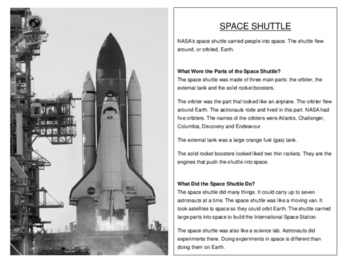 Preview of Compare and Contrast Space Shuttles & Rockets - ACCESS Style Writing Practice