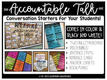 Preview of ACCOUNTABLE TALK: Bulletin Boards, Sentence Stems, Anchor Charts, & Bookmarks